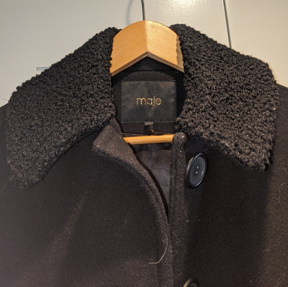 Maje black button pea coat - Picture 4 of 5